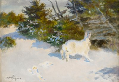 Hare in Winter Landscape by Bruno Andreas Liljefors